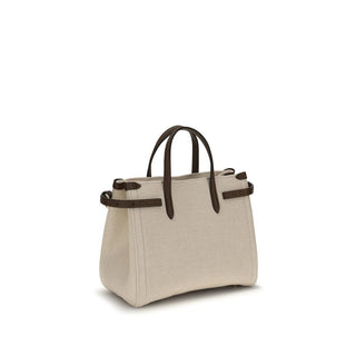 Bolso de hombro beige de lino