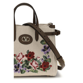 Bolso de hombro beige de lino