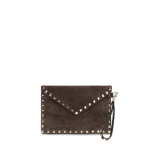 Cartera de cuero de ante marrón
