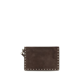 Cartera de cuero de ante marrón