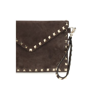Cartera de cuero de ante marrón