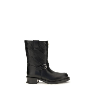 Black Calf Leather Bos Taurus Ankle Boots