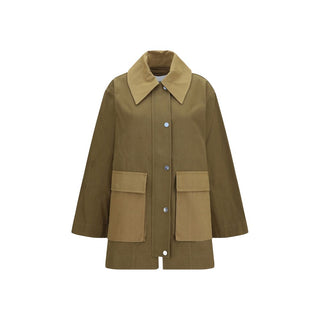 Chaqueta bicolor de algodón de largo completo