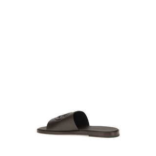 Brown Calf Leather Bos Taurus Flat Sandals