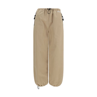 Beige Cotton Athletic Pants