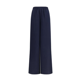 Blue Silk Casual Pants