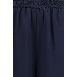 Blue Silk Casual Pants