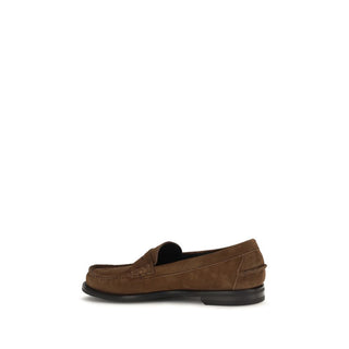 Mocasines marrones de ante y cuero sin cordones  