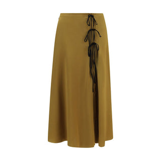 Bicolor Acetate Midi Skirt