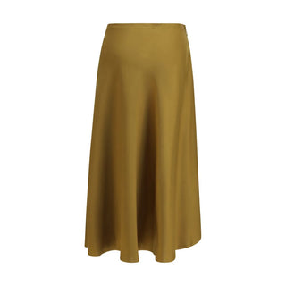 Bicolor Acetate Midi Skirt