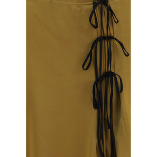 Bicolor Acetate Midi Skirt