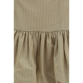 Beige Cotton Mini Skirt