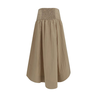 Falda midi beige de algodón