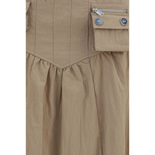 Falda midi beige de algodón