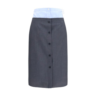 Gray Cotton Midi Skirt