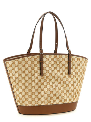 Bolso de mano marrón de algodón
