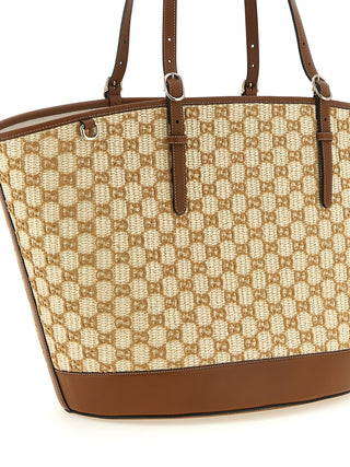 Bolso de mano marrón de algodón