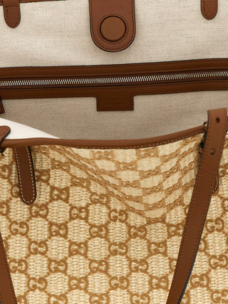 Bolso de mano marrón de algodón