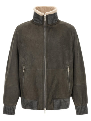 Gray Lamb Leather Leather Jacket