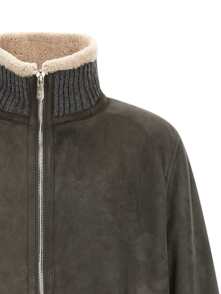 Gray Lamb Leather Leather Jacket