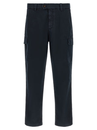 Blue Cotton Cargo Pants