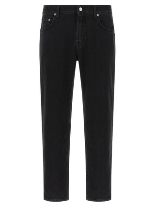 Black Cotton Cropped Jeans