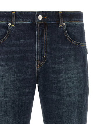 Blue Cotton Cropped Jeans