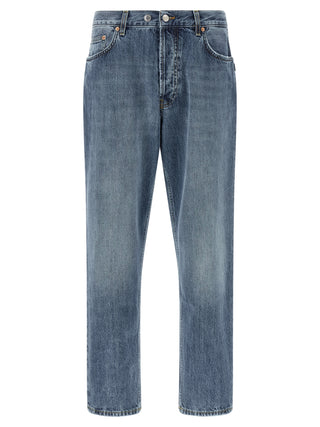 Blue Cotton Tapered Jeans