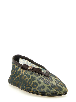 Brown Nylon Ballet Flats