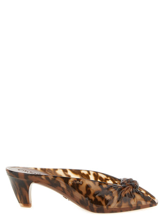 Brown Polyurethane Mid Heel Pumps