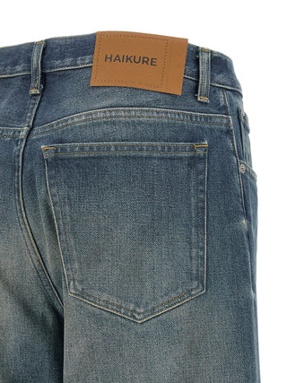 Blue Cotton Flared Jeans