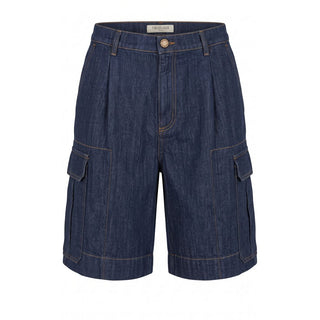 Blue Cotton Blend Men's Short
