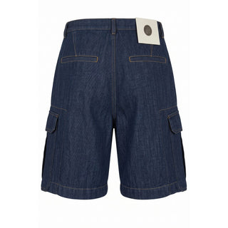 Blue Cotton Blend Men's Short