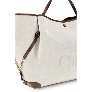 Beige Cotton Shoulder Bag