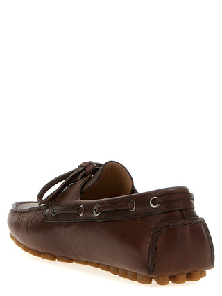 Brown Buffalo Leather Slip-On Loafers