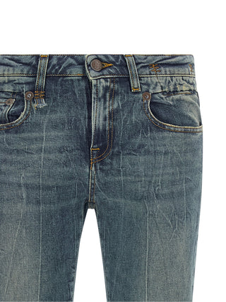 Blue Cotton Flared Jeans