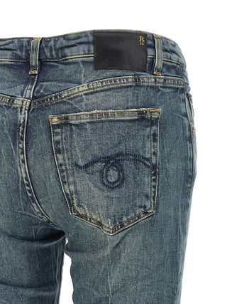 Blue Cotton Flared Jeans