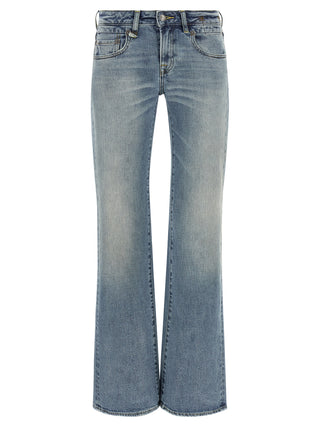 Blue Cotton Flared Jeans