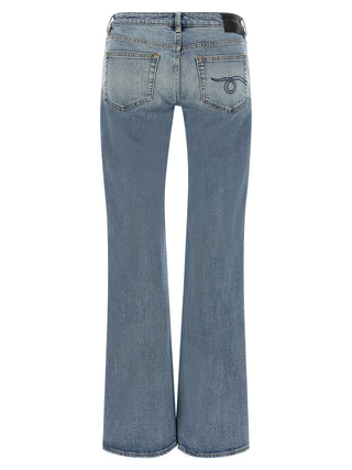 Blue Cotton Flared Jeans