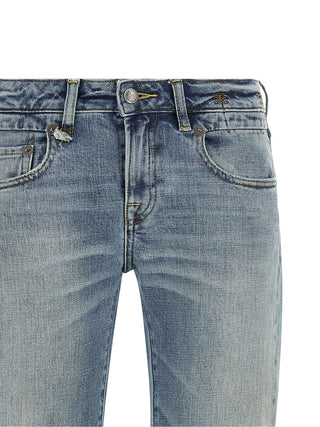 Blue Cotton Flared Jeans