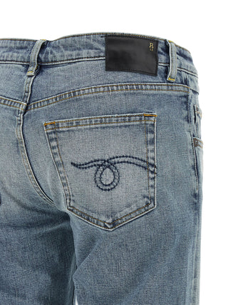 Blue Cotton Flared Jeans