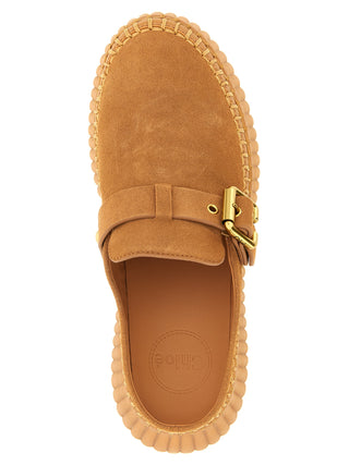 Beige Calfskin Wedge Sandals