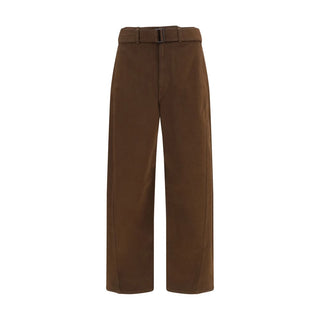 Brown Cotton Casual Pants