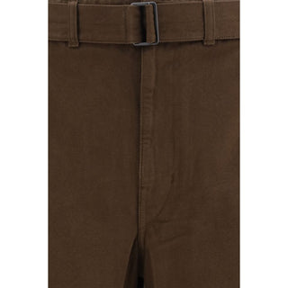 Brown Cotton Casual Pants