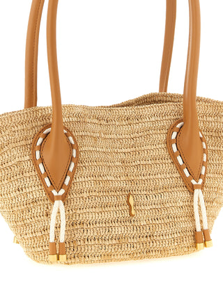 Beige Raffia Tote Bag