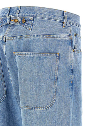 Blue Cotton Straight-Leg Jeans