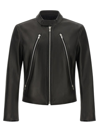 Chaqueta de cuero de cordero negra