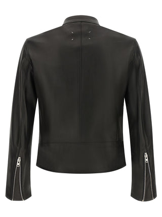 Chaqueta de cuero de cordero negra