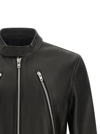 Chaqueta de cuero de cordero negra