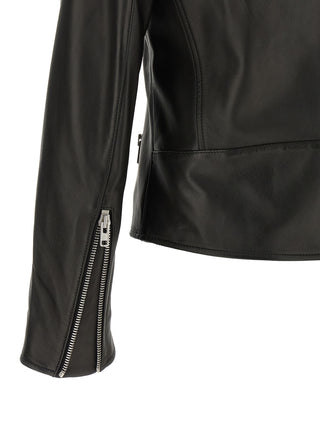 Chaqueta de cuero de cordero negra